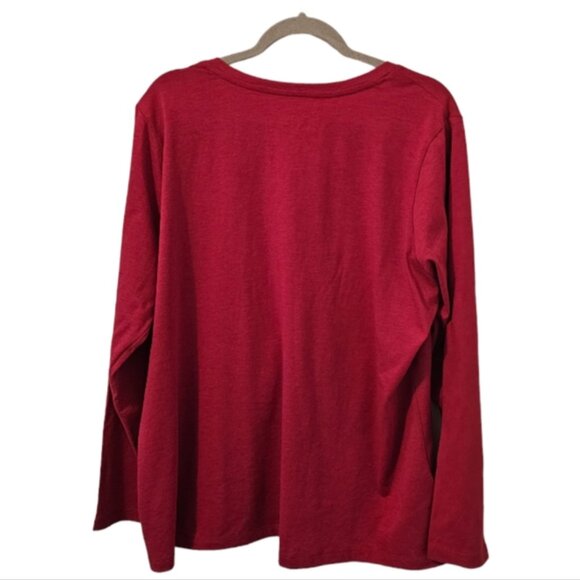 Fuschia Pink Eddie Bauer Women's Long Sleeve V-Neck T-Shirt - Picture 2 of 6